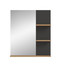 Spiegel >Canu< in Basalt /Spiegel / Artisan Eiche Dekor - 63x73x16cm (BxHxT)