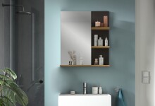 Spiegel >Canu< in Basalt /Spiegel / Artisan Eiche Dekor - 63x73x16cm (BxHxT)