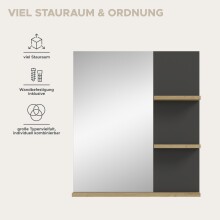 Spiegel >Canu< in Basalt /Spiegel / Artisan Eiche Dekor - 63x73x16cm (BxHxT)