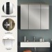 Badezimmerspiegelschrank >Canu< Basalt, Spiegel, Eiche Dekor - 80x73x21 (BxHxT)