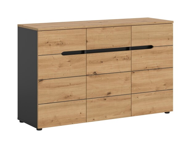 Kommode >Canu< in Basalt grau/Artisan Eiche Nachbildung - 130x81x41cm (BxHxT)