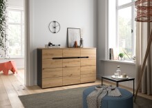 Kommode >Canu< in Basalt grau/Artisan Eiche Nachbildung - 130x81x41cm (BxHxT)