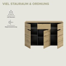Kommode >Canu< in Basalt grau/Artisan Eiche Nachbildung - 130x81x41cm (BxHxT)