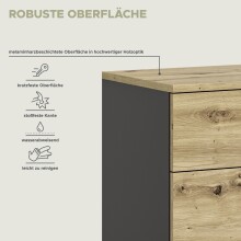 Kommode >Canu< in Basalt grau/Artisan Eiche Nachbildung - 173x81x41cm (BxHxT)