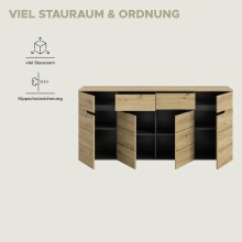 Kommode >Canu< in Basalt grau/Artisan Eiche Nachbildung - 173x81x41cm (BxHxT)