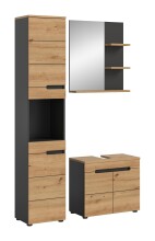 Badezimmer-Set >Canu< in Basalt grau/Artisan Eiche...