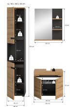 Badezimmer-Set >Canu< in Basalt grau/Artisan Eiche Dekor - 116x193x34cm (BxHxT)