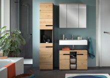 Badezimmer-Set >Canu< in Basalt grau/Artisan Eiche Dekor - 116x193x34cm (BxHxT)
