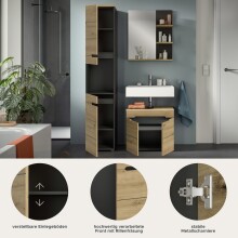 Badezimmer-Set >Canu< in Basalt grau/Artisan Eiche Dekor - 116x193x34cm (BxHxT)