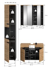 Badezimmer-Set >Canu< in Basalt grau/Artisan Eiche Dekor - 133x193x34cm (BxHxT)