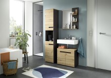 Badezimmer-Set >Canu< in Basalt grau/Artisan Eiche Dekor - 133x193x34cm (BxHxT)