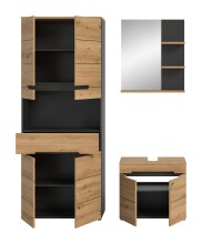 Badezimmer-Set >Canu< in Basalt grau/Artisan Eiche Dekor - 154x193x34cm (BxHxT)