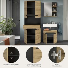 Badezimmer-Set >Canu< in Basalt grau/Artisan Eiche Dekor - 154x193x34cm (BxHxT)