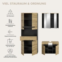 Badezimmer-Set >Canu< in Basalt grau/Artisan Eiche Dekor - 171x193x34cm (BxHxT)