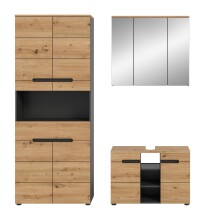 Badezimmer-Set >Canu< in Basalt grau/Artisan Eiche Dekor - 171x193x34cm (BxHxT)
