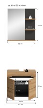 Badezimmer-Set >Canu< in Basalt grau/Artisan Eiche Dekor - 63x193x34cm (BxHxT)