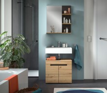 Badezimmer-Set >Canu< in Basalt grau/Artisan Eiche Dekor - 63x193x34cm (BxHxT)