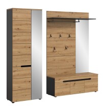 Garderoben-Set >Canu< in Basalt grau/Artisan Eiche...