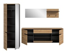 Garderoben-Set >Canu< in Basalt grau/Artisan Eiche Dekor - 256x190x37cm (BxHxT)