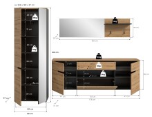 Garderoben-Set >Canu< in Basalt grau/Artisan Eiche Dekor - 256x190x37cm (BxHxT)