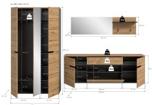 Garderoben-Set >Canu< in Basalt grau/Artisan Eiche Dekor - 296x190x37cm (BxHxT)