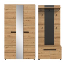 Garderoben-Set >Canu< in Basalt grau/Artisan Eiche Dekor - 200x190x37cm (BxHxT)