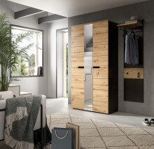 Garderoben-Set >Canu< in Basalt grau/Artisan Eiche Dekor - 165x190x37cm (BxHxT)