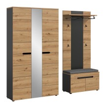 Garderoben-Set >Canu< in Basalt grau/Artisan Eiche...