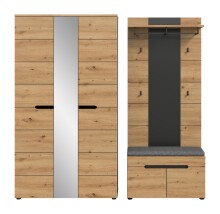 Garderoben-Set >Canu< in Basalt grau/Artisan Eiche Dekor - 200x190x37cm (BxHxT)