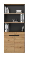 Aktenregal >Canu< in Basalt grau/Artisan Eiche Nachbildung - 80x189x37cm (BxHxT)