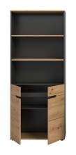 Aktenregal >Canu< in Basalt grau/Artisan Eiche Nachbildung - 80x189x37cm (BxHxT)