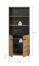 Aktenregal >Canu< in Basalt grau/Artisan Eiche Nachbildung - 80x189x37cm (BxHxT)