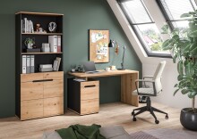 Aktenregal >Canu< in Basalt grau/Artisan Eiche Nachbildung - 80x189x37cm (BxHxT)