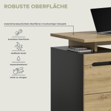 Schreibtisch >Canu< in Basalt grau/Artisan Eiche Nachbildung - 140x75x60 (BxHxT)