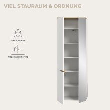 Garderobenschrank >Canu< in Weiß - 65x190x37cm (BxHxT)