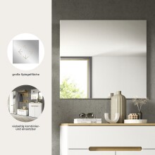 Spiegel >Canu< in Weiß/Spiegelglas - 80x73x2cm (BxHxT)