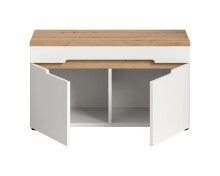 Schuhbank >Canu< in Weiß / Artisan Eiche Dekor - 80x45x37cm (BxHxT)
