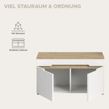Schuhbank >Canu< in Weiß / Artisan Eiche Dekor - 80x45x37cm (BxHxT)