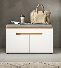 Schuhbank >Canu< in Weiß / Artisan Eiche Dekor - 80x45x37cm (BxHxT)