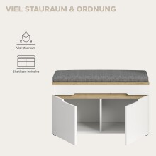 Schuhbank >Canu< in Weiß / Artisan Eiche Dekor - 80x45x37cm (BxHxT)