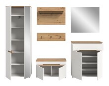 Garderoben-Set >Canu< in Weiß / Artisan Eiche Dekor - 255x190x37cm (BxHxT)