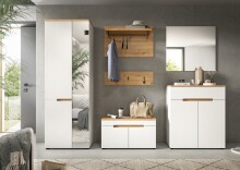 Garderoben-Set >Canu< in Weiß / Artisan Eiche Dekor - 255x190x37cm (BxHxT)