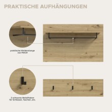 Garderoben-Set >Canu< in Weiß / Artisan Eiche Dekor - 255x190x37cm (BxHxT)