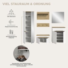 Garderoben-Set >Canu< in Weiß / Artisan Eiche Dekor - 160x190x37cm (BxHxT)