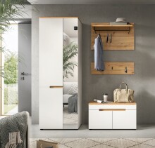 Garderoben-Set >Canu< in Weiß / Artisan Eiche Dekor - 160x190x37cm (BxHxT)