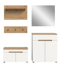 Garderoben-Set >Canu< in Weiß / Artisan Eiche Dekor - 175x190x37cm (BxHxT)