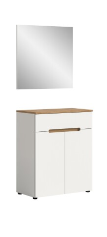 Garderoben-Set >Canu< in Weiß / Artisan Eiche Dekor - 80x190x37cm (BxHxT)