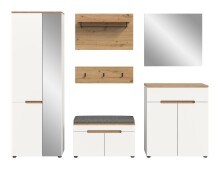 Garderoben-Set >Canu< in Weiß / Artisan Eiche Dekor - 255x190x37cm (BxHxT)