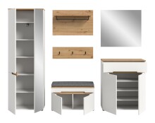 Garderoben-Set >Canu< in Weiß / Artisan Eiche Dekor - 255x190x37cm (BxHxT)