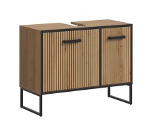 Waschbeckenunterschrank >Bagno< in Artisan Eiche Nachbildung - 80x63x36 (BxHxT)